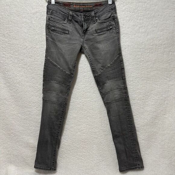 Rock Revival Denim - Y2K VTG Rock Revival Women's Skinny Moto Jeans in Gray Wash